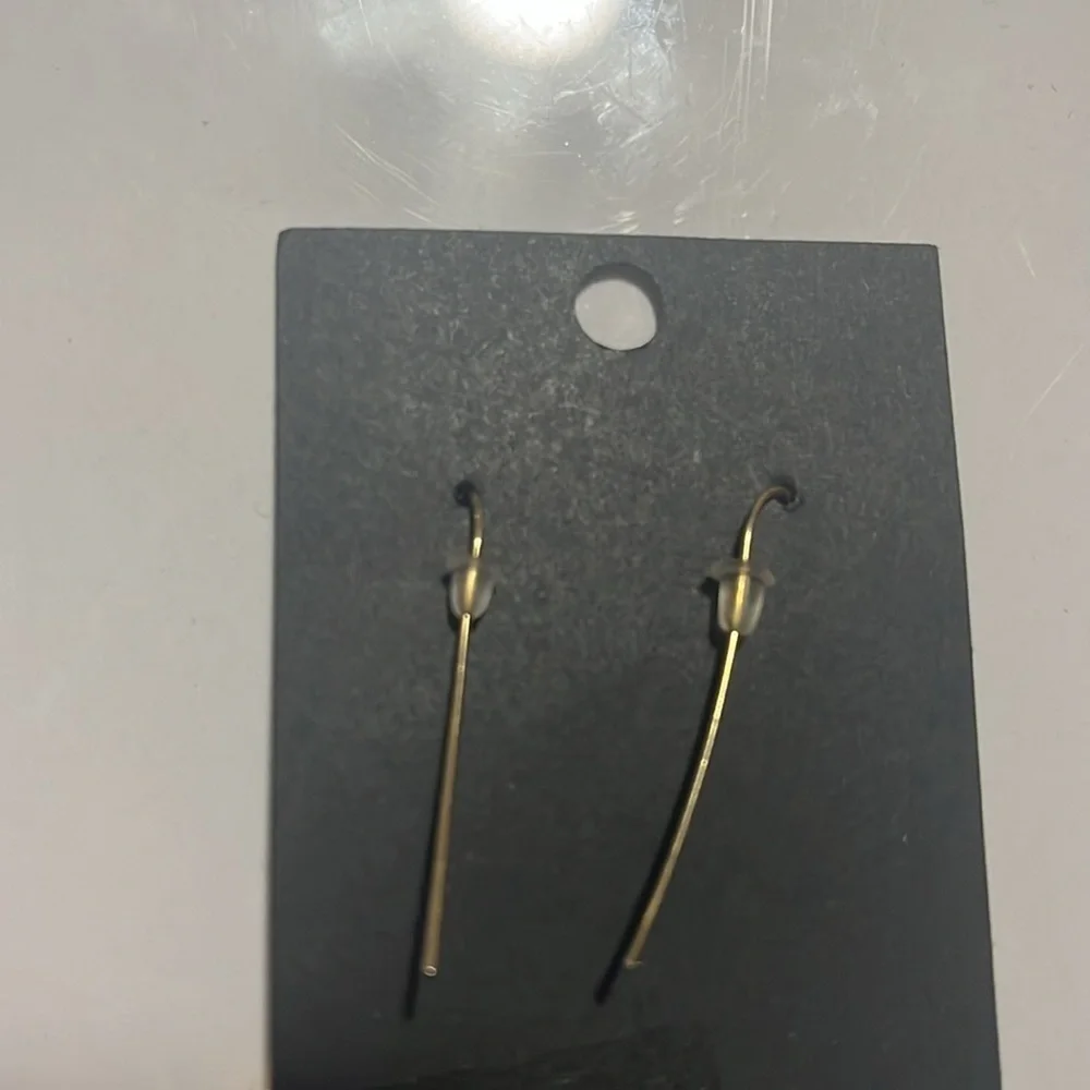 Women’s Pair Delicate Goldtone Hammered w/Bead Earrings, New